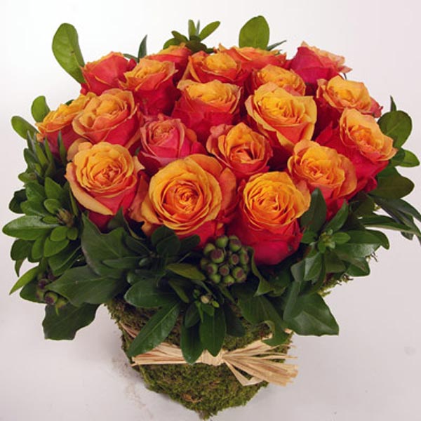 Pot de roses oranges indémodable